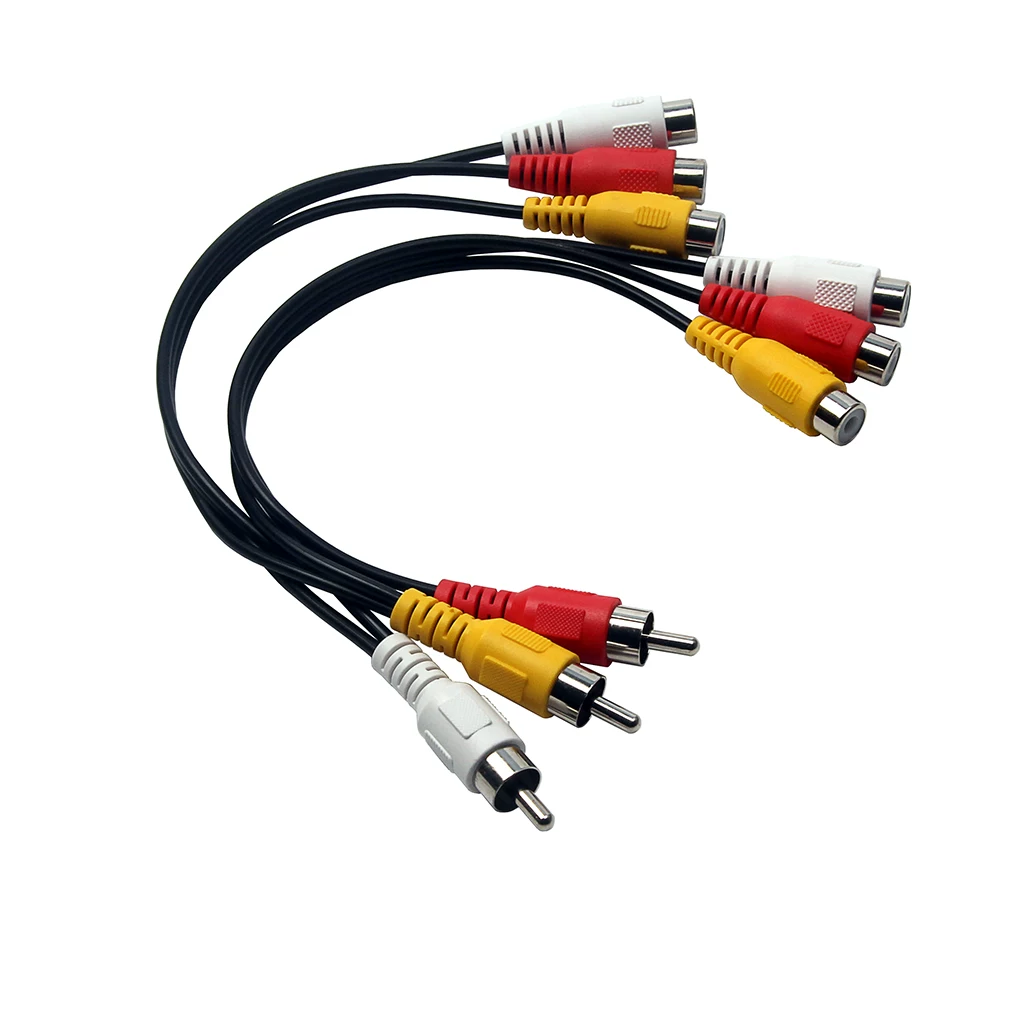 Cáp AV một ra hai, đầu RCA đực sang cái, đầu thu kỹ thuật số DVD để kết nối với TV, cáp video RCA một ra hai