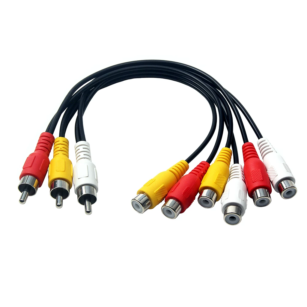 Cáp AV một ra hai, đầu RCA đực sang cái, đầu thu kỹ thuật số DVD để kết nối với TV, cáp video RCA một ra hai