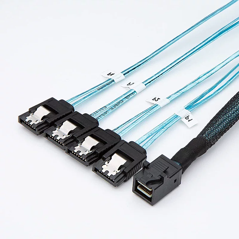 Cáp MiniSAS SFF-8643 sang cáp ổ cứng 4 cổng SATA3.0 7 chân, bộ chia tín hiệu cho card mảng