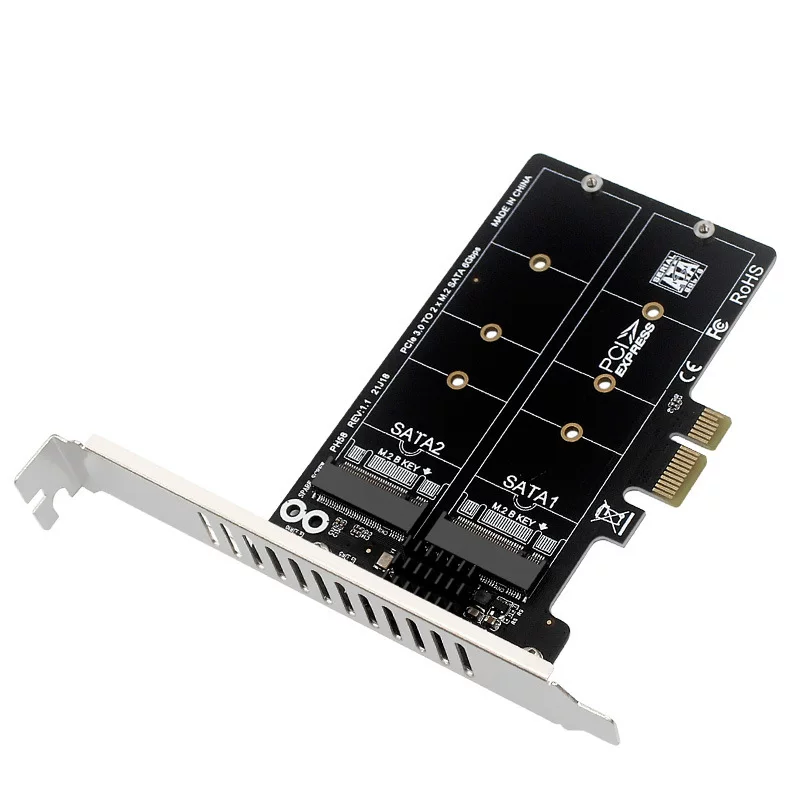 Thẻ chuyển đổi giao thức SATA kép NGFF M.2 sang PCI-E, thẻ mảng đĩa kép, thẻ mở rộng RAID JMB582