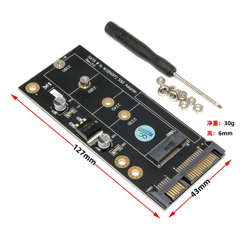 Thẻ chuyển đổi giao thức M.2 NGFF SATA Ổ cứng thể rắn M.2 SSD sang thẻ chuyển đổi giao diện SATA3.0