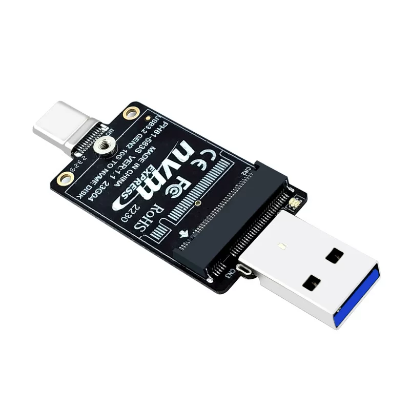 Bảng điều khiển ổ cứng thể rắn hai đầu M.2 sang USBA type-c Bộ điều khiển chính JMS583 Giao thức NVMe 10Gbps