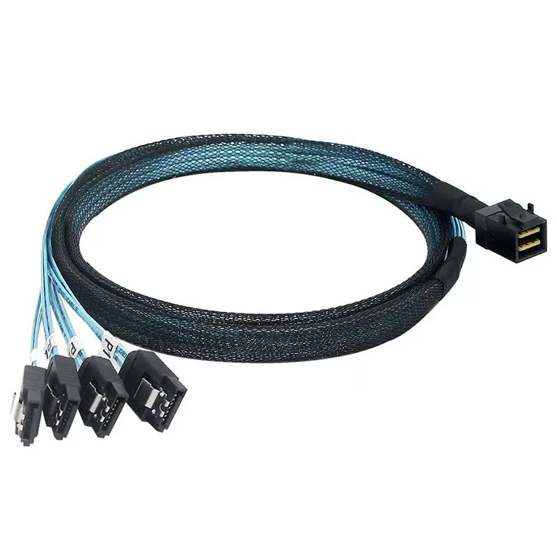 Cáp MiniSAS SFF-8643 sang cáp ổ cứng 4 cổng SATA3.0 7 chân, bộ chia tín hiệu cho card mảng