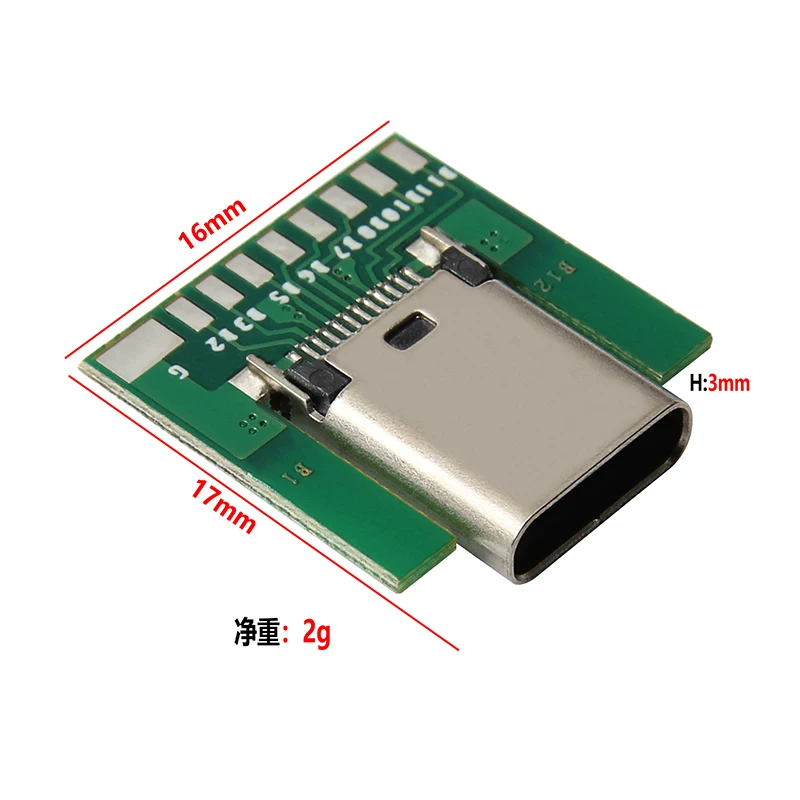 Đầu nối USB-C cái có bảng mạch USB3.1 TYPE-C loại hàn gắn bề mặt, đầu cắm gắn trên mạch PCB, kết nối bảng mạch tự chế, bảng thử nghiệm