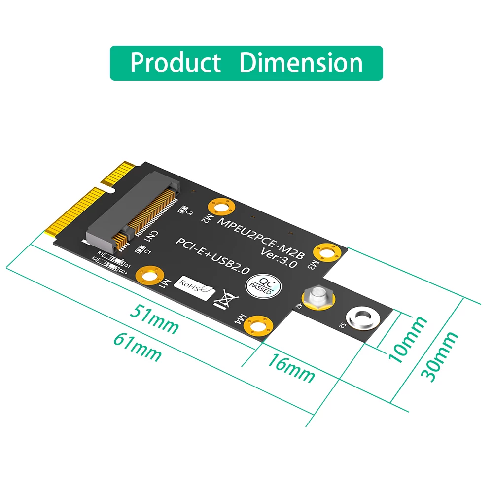 Thẻ chuyển đổi M.2 Key B sang Mini PCI-E với hỗ trợ thẻ SIM NANO kép cho các mô-đun 3G/4G/5G