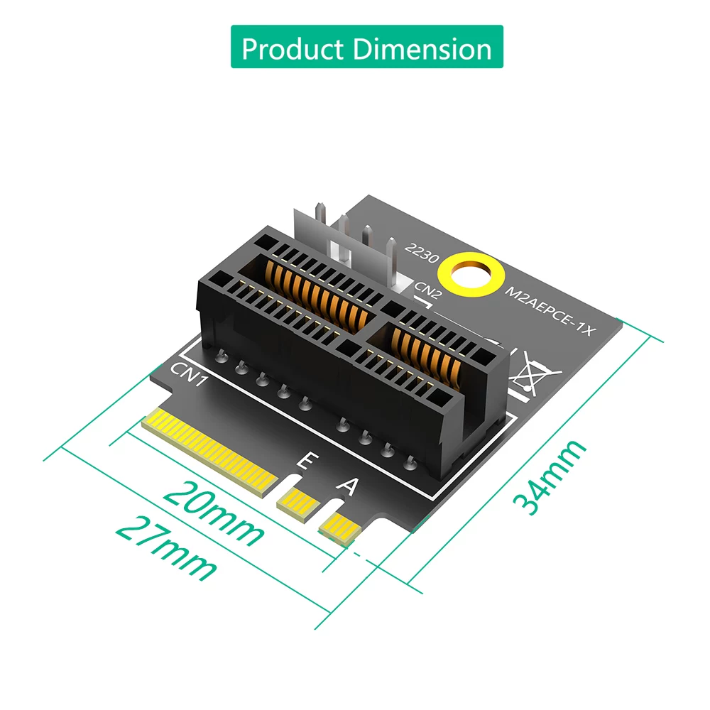 M2 NGFF sang khe cắm PCIEx1 WiFi /A+E-KEY Bộ nguồn nhỏ 4 chân tương thích với các thiết bị x1x4x8x16