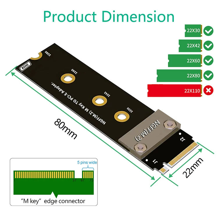 Cáp nối dài giao diện SSD SFF-8639 U.2 sang NGFF M.2 key M U.2 sang NVME