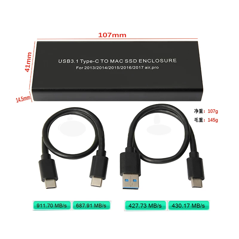 Thích hợp cho ổ cứng SSD trạng thái rắn Apple MacBook Air/Pro 2013-2017 12-16pin sang TYPE-C