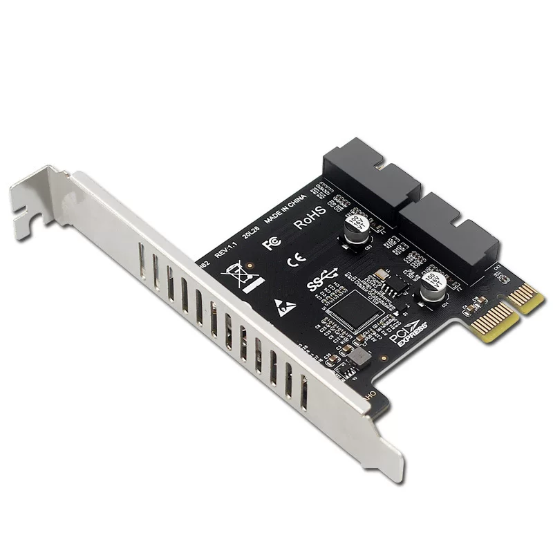 Thẻ chuyển đổi PCIE hai cổng 19PIN USB3.0 PCI-E sang 19 chân mặt trước ổ đĩa mềm thẻ mở rộng NEC