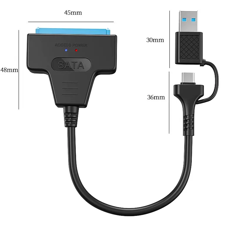 Ổ cứng SATA 2.5inch sang USB3.0 TYPE-C cáp ổ cứng dễ dàng ổ cứng SSD cơ khí cáp chuyển đổi đa năng kết nối bên ngoài