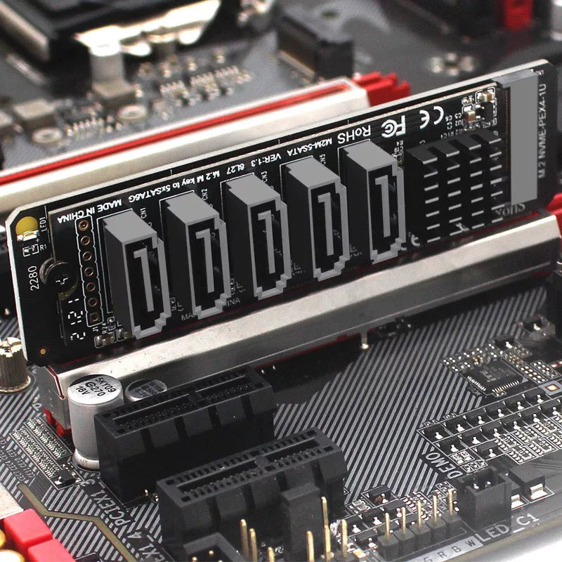 M2 NVME PCIE SATA6G 5 cổng mở rộng ổ cứng thẻ mở rộng máy tính mở rộng JMB585 hỗ trợ không cần trình điều khiển