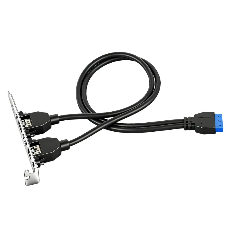 Cáp chuyển đổi bên ngoài 19Pin sang USB3.0 kép A cái 20P sang cáp nối dài USB3.0 2 cổng có giá đỡ