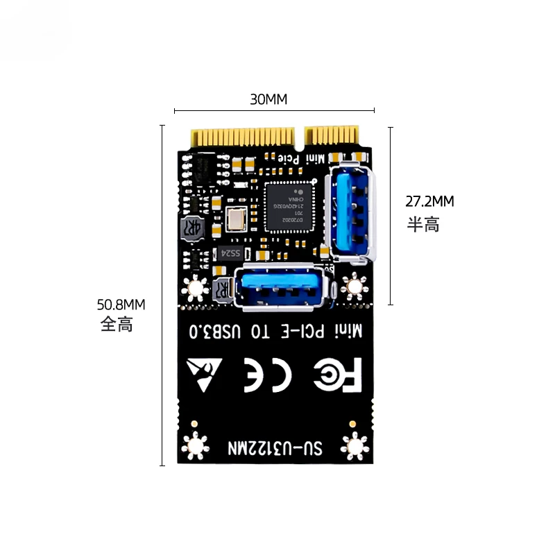 Thẻ mở rộng phía trước MINI PCI-E sang USB3.0 Thẻ chuyển đổi minipci-e sang 19/20Pin USB3.0