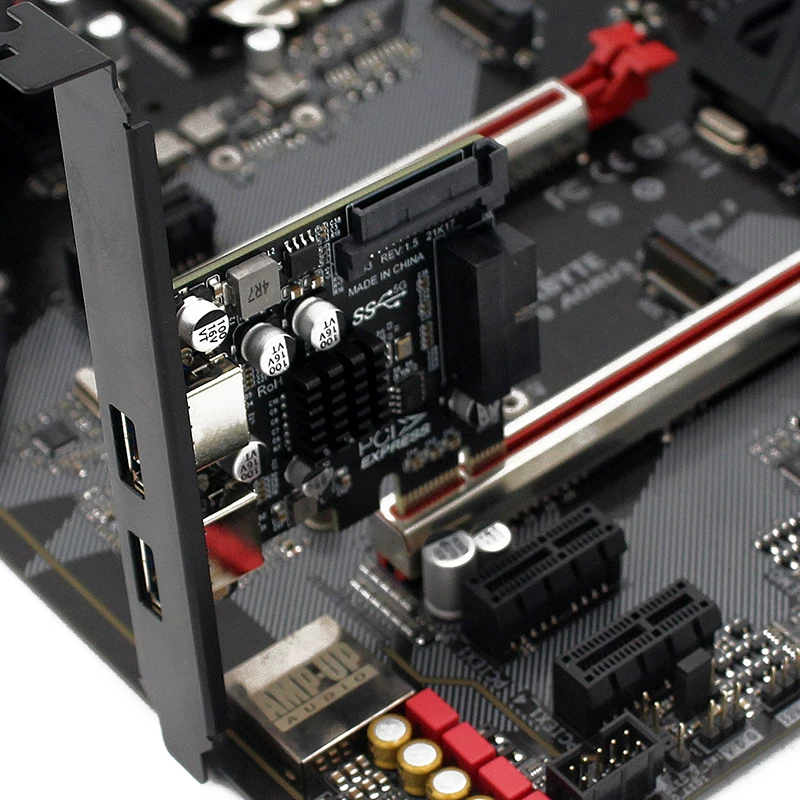 Thẻ mở rộng PCI-E 1X sang USB3.0 2 cổng Thẻ mở rộng phía trước 19pin/20pin Thẻ chuyển đổi tốc độ 5Gb