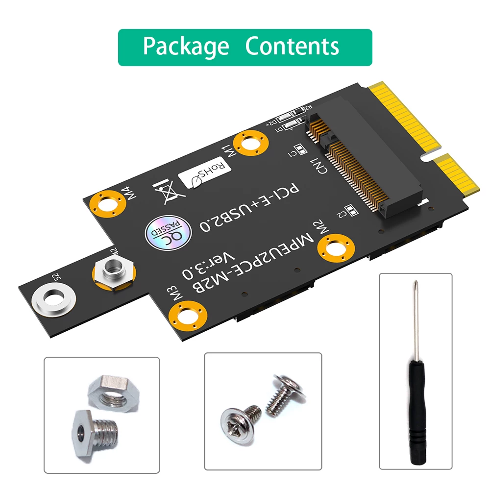Thẻ chuyển đổi M.2 Key B sang Mini PCI-E với hỗ trợ thẻ SIM NANO kép cho các mô-đun 3G/4G/5G