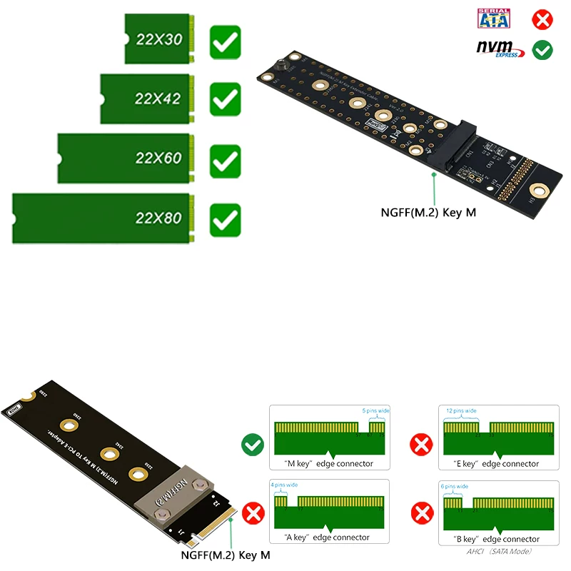 Cáp nối dài ổ cứng thể rắn M.2 NVMe, cáp nối dài NVME tốc độ tối đa M2 M KEY SSD