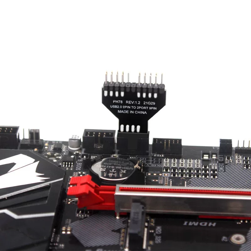 USB2.0 bo mạch chủ 9PIN sang giao diện kép 9 chân 9 chân sang kép 9PIN pin làm mát bằng nước đo tốc độ quạt đèn RGB chuyên dụng