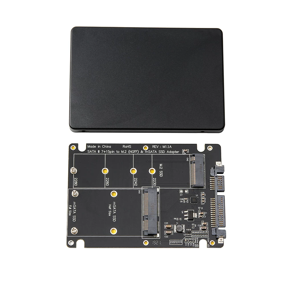 Vỏ ổ cứng thể rắn SSD M.2 B-key và thẻ chuyển đổi hai trong một MSATA sang SATA 3.0