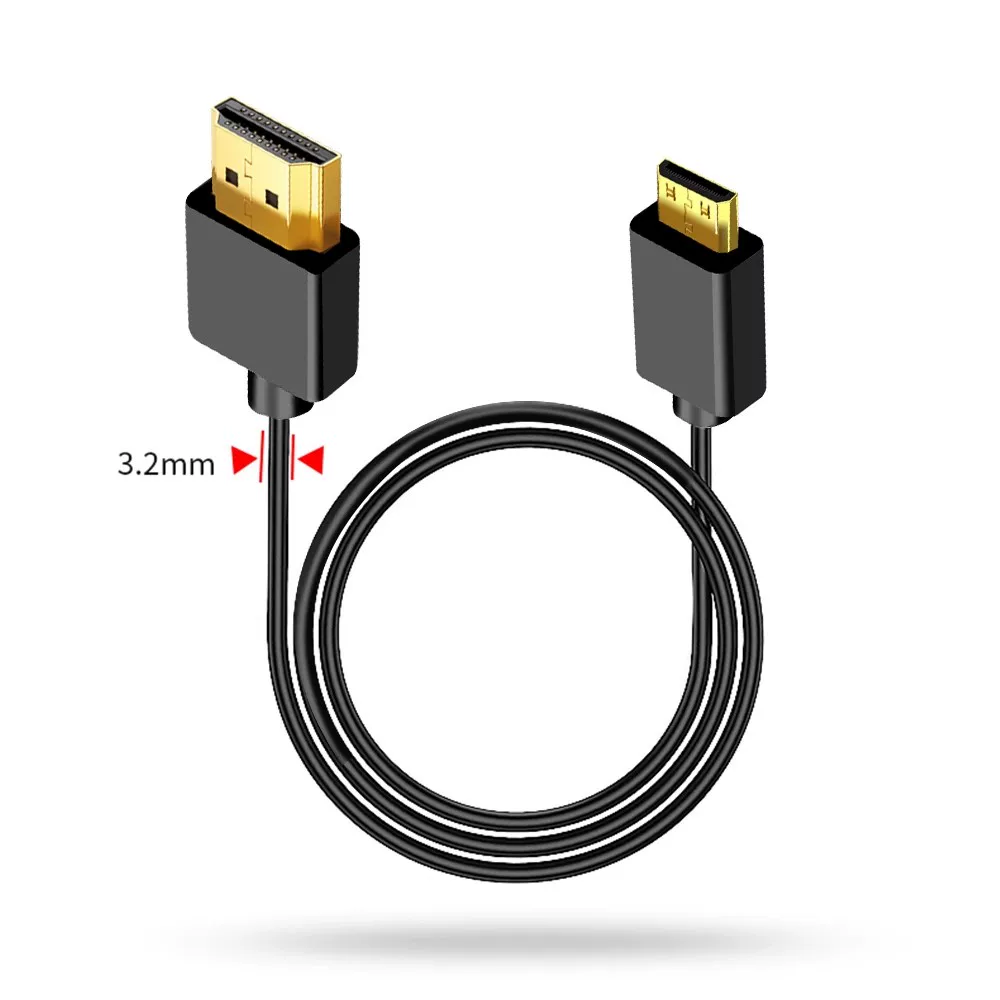 Cáp HDMI mini phiên bản siêu mỏng 2.0 4K60p độ phân giải cao siêu nhỏ đầu siêu nhỏ cáp kết nối camera mềm cực ngắn