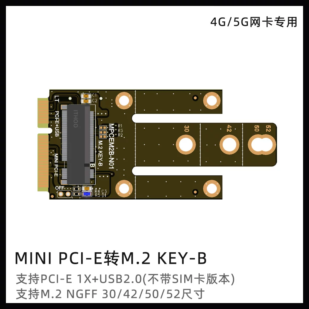Khe cắm mở rộng MINIPCIE sang KEY-B sang thẻ chuyển đổi mô-đun mạng M.2 NGFF Tín hiệu USB/PCI-E