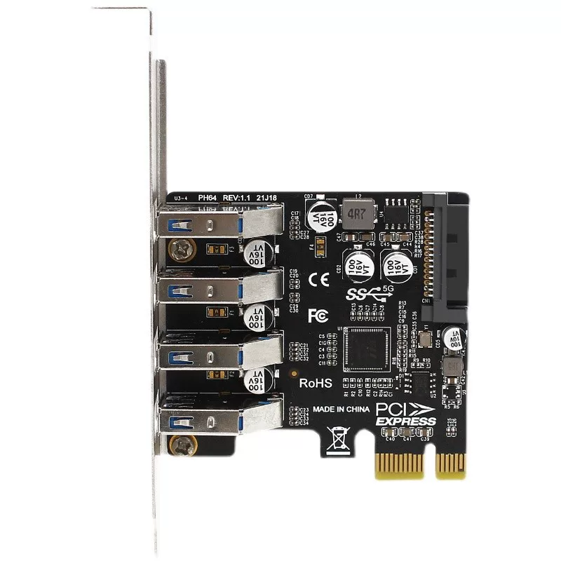 Card mở rộng PCI-E 1X sang USB3.0 với bốn cổng USB3.0, nguồn điện kép cho khung máy 2U/4U, tốc độ 5G VL805