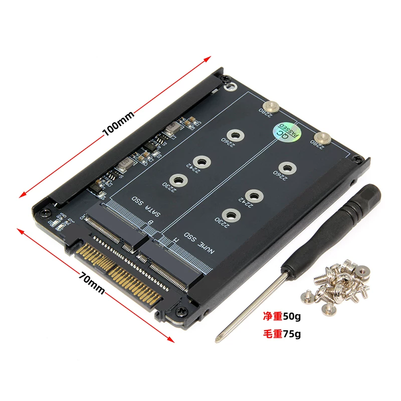 Thẻ chuyển đổi giao diện kép PCI-E3.0 NVME M.2 NGFF Key B+M sang giao diện SFF-8639 U.2