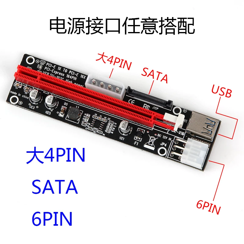 Cáp nối dài card đồ họa PCI-e 1x đến 16x Thẻ chuyển đổi PCIe Thẻ chuyển đổi cáp nối dài card đồ họa USB 3.0