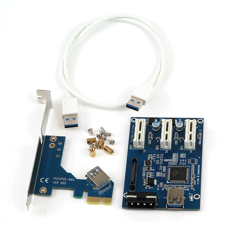 Thẻ chuyển đổi PCI-E sang PCIe 1 đến 3 Thẻ mở rộng giao diện PCI-E sang PCIe 1X Khe cắm PCIe 3 cổng