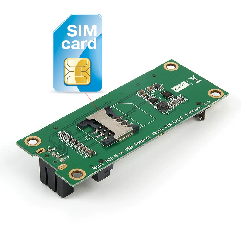 Mini PCI-E sang USB (có khe cắm thẻ SIM) Thẻ chuyển đổi thử nghiệm WWAN Bảng phát triển mô-đun 3G/4G loại dọc