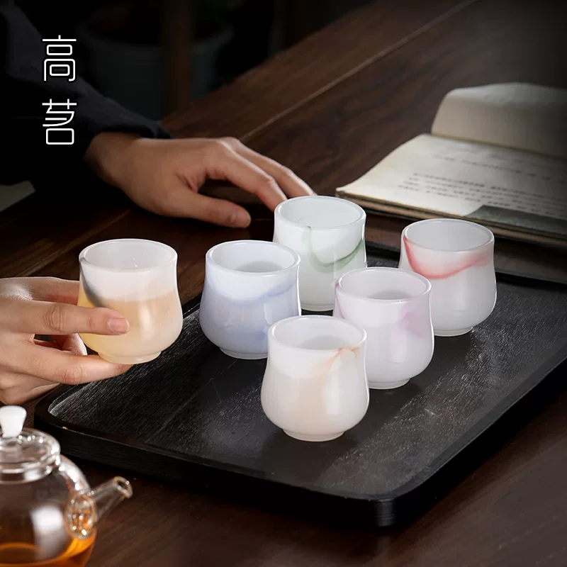Cốc trà dành cho nữ, cốc trà sứ ngọc, cốc nếm trà cao cấp cá nhân, cốc trà nhỏ, cốc thơm thủy tinh.