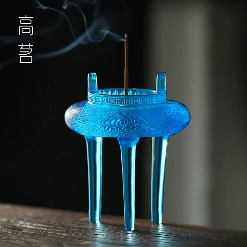 Lư hương thủy tinh dùng trong nhà, thờ cúng trong nhà, giá đốt hương ba chân, lò đốt hương liệu, đồ trang trí lễ trà, lư hương trầm hương.