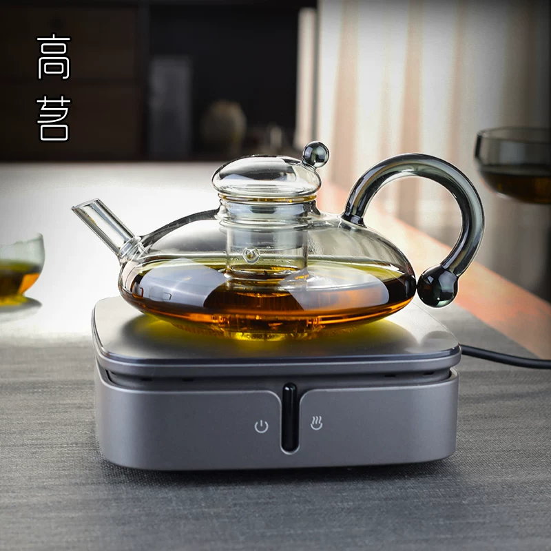 Bộ ấm trà thủy tinh phong cách Bắc Âu sang trọng, bụng lớn, ấm trà chuột may mắn, bếp điện gốm, bộ pha trà cao cấp, bộ bếp pha trà cao cấp