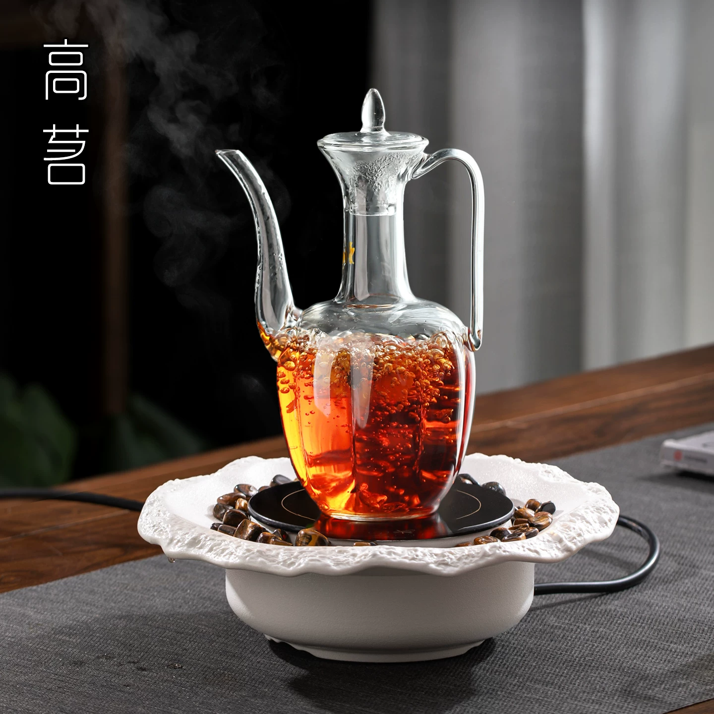 Bộ ấm trà kèm bếp điện gốm sứ, mẫu mới 2025, ấm trà thủy tinh chịu nhiệt cao, bộ ấm trà nữ, bếp trà gia dụng