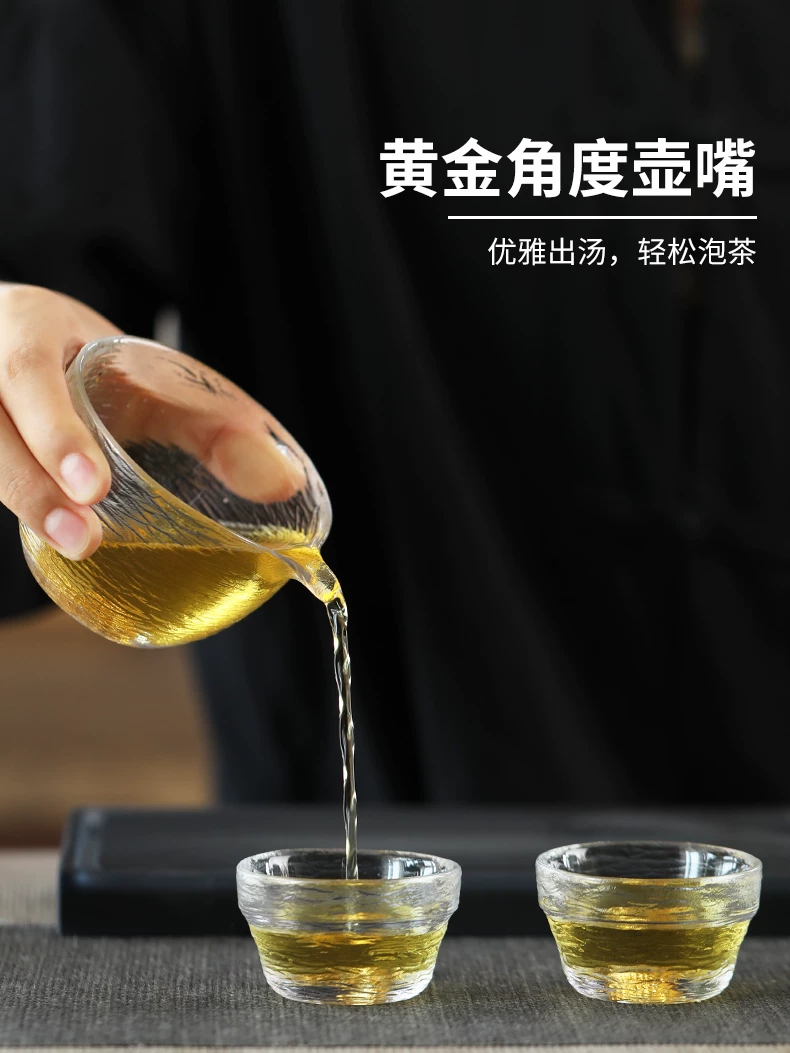 Bộ ấm chén du lịch bằng kính, một ấm hai chén, tiện dụng cho ngoài trời, pha trà di động, dụng cụ uống trà