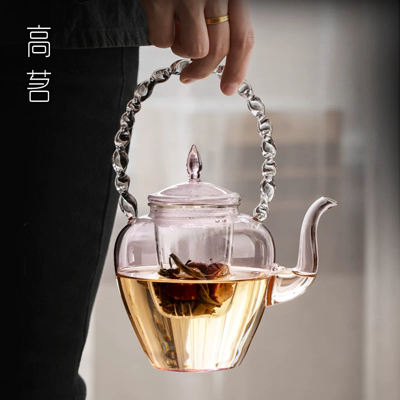 Ấm trà thủy tinh mẫu mới 2025 dùng trong gia đình, dùng cá nhân cho phụ nữ, ấm trà hoa tinh tế, ấm trà cao cấp với vẻ ngoài đẹp mắt.