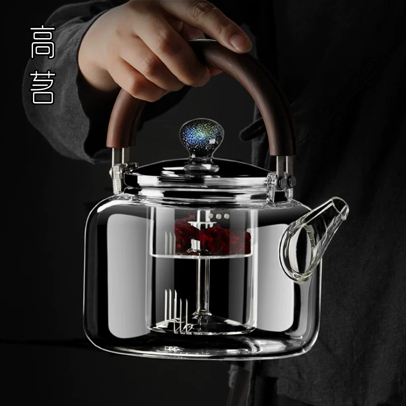 Ấm trà dung tích lớn mẫu mới 2025 ấm trà thủy tinh cao cấp ấm đun nước lớn dùng trong gia đình, đun và hấp, ấm đơn