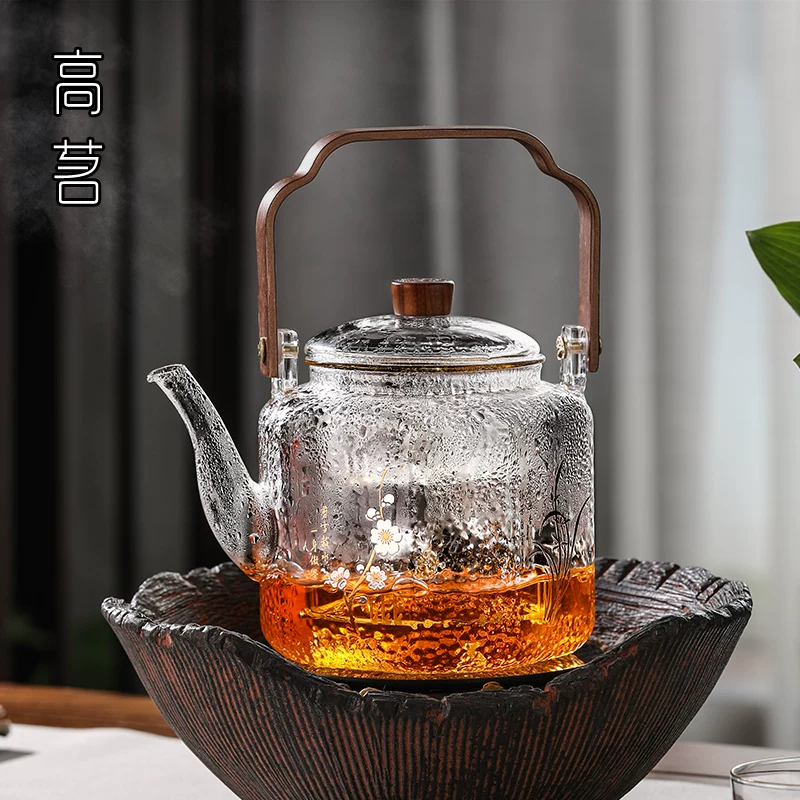 Bộ ấm trà điện gốm sứ kiểu Trung Quốc mới, bếp điện gỗ óc chó, bếp điện gia dụng, ấm trà thủy tinh chịu nhiệt cao