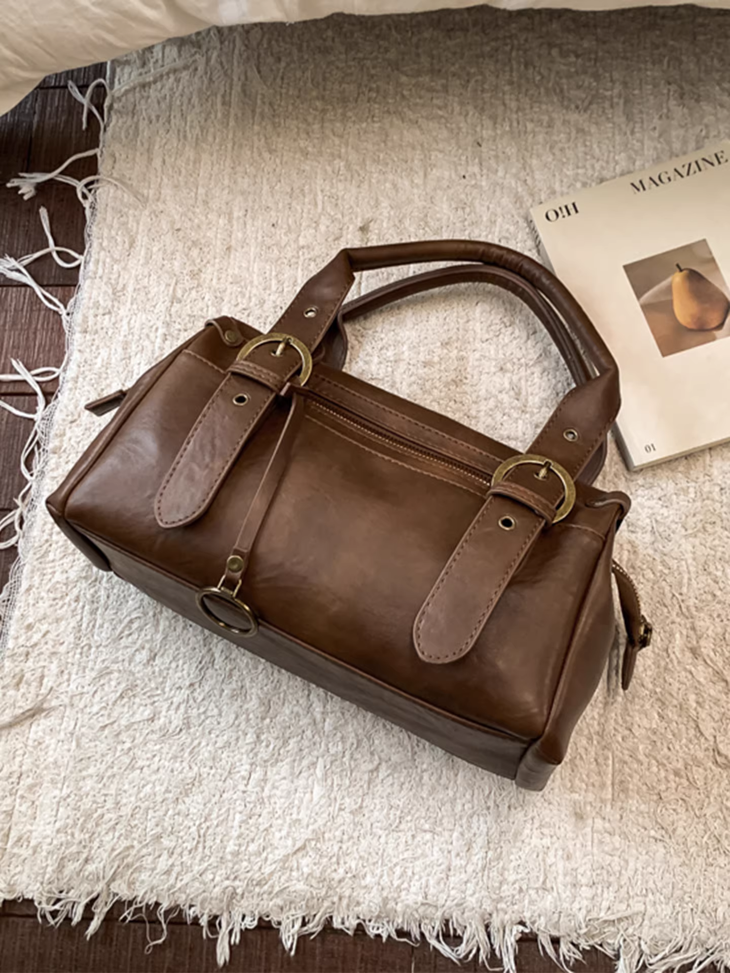 Túi xách nữ dung tích lớn, phong cách retro thu đông 2025 mới, túi đeo vai/nách đa năng, túi đựng gối đi làm