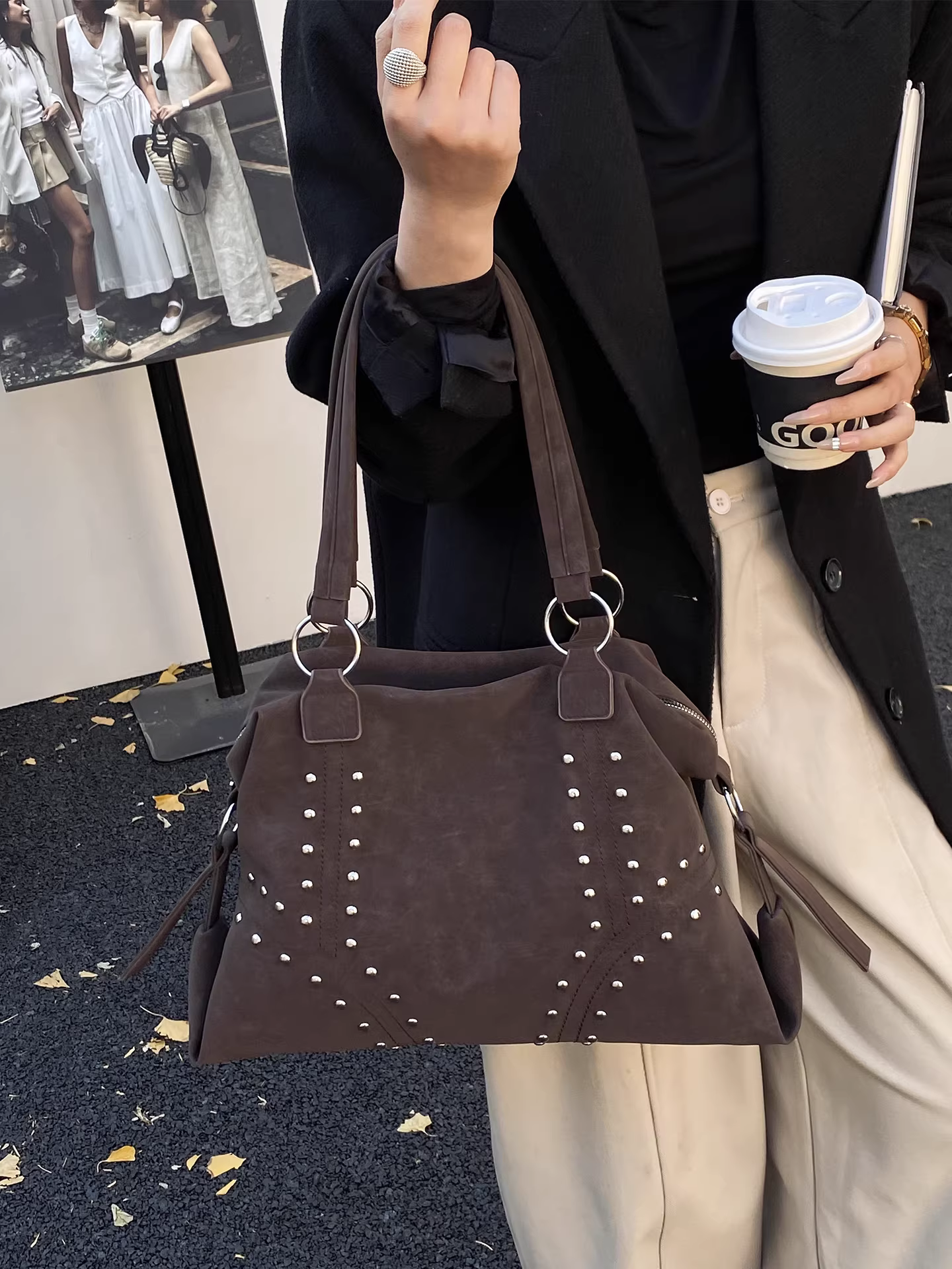Túi đeo vai nữ kiểu retro, dung tích lớn, mẫu mới thu đông 2025, chất liệu cao cấp, túi tote đi làm