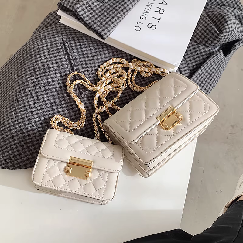 Túi xách nữ hàng hiệu cao cấp màu trắng mẫu mới đa năng 2025 thiết kế độc đáo chất liệu vân túi đeo chéo túi nhỏ