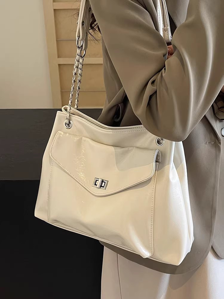 Túi tote nữ, sức chứa lớn, mùa thu đông, đeo chéo được, kiểu mới 2025, phong cách giản dị, đa năng, túi đeo vai có dây xích, túi đi làm