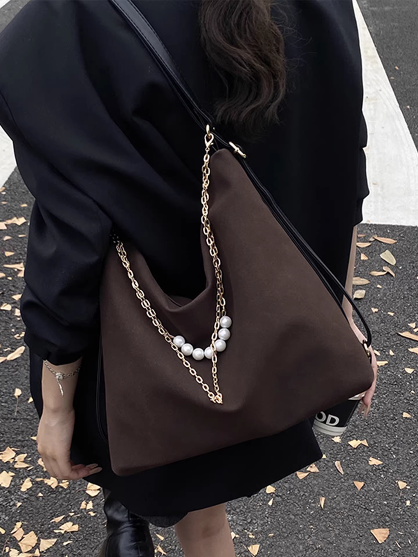 Túi tote retro phối màu cho nữ, dung tích lớn, mẫu mới thu đông 2025, túi đeo vai độc đáo, balo đa năng.