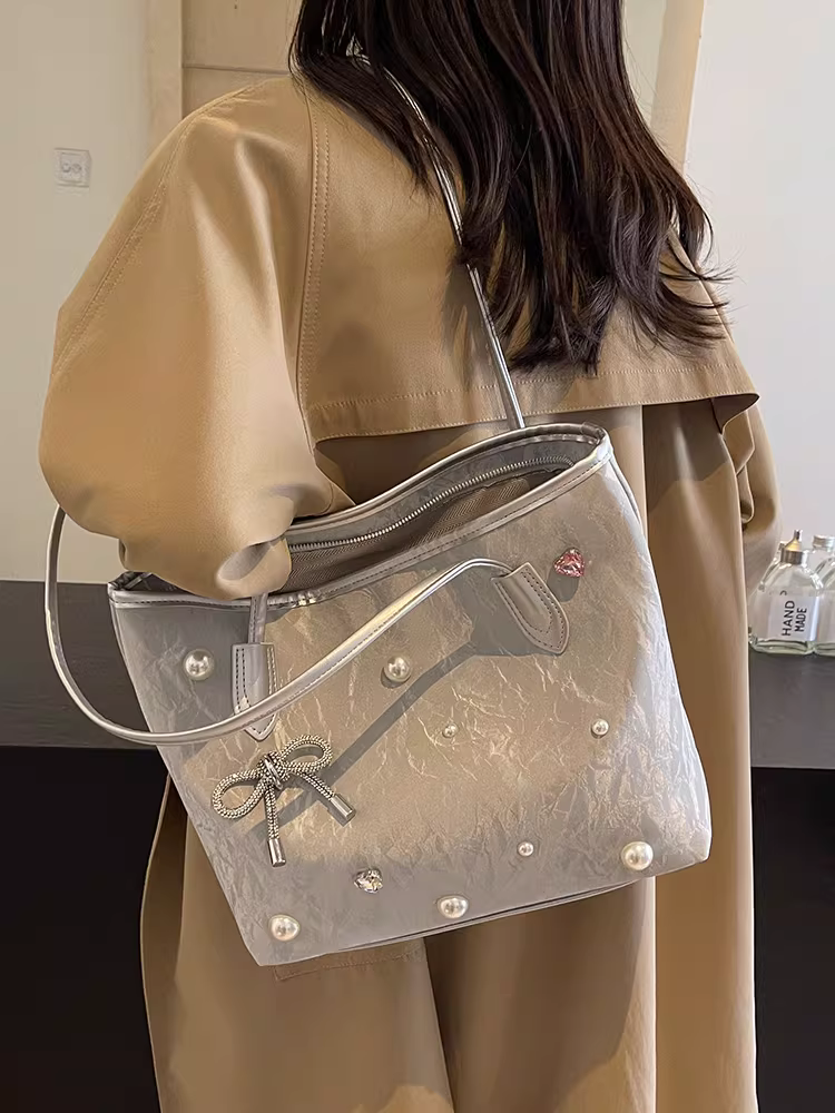 Túi xách nữ cỡ lớn nhiều ngăn kiểu mới 2025, túi đeo vai dành cho sinh viên, thiết kế độc đáo, túi tote đi làm