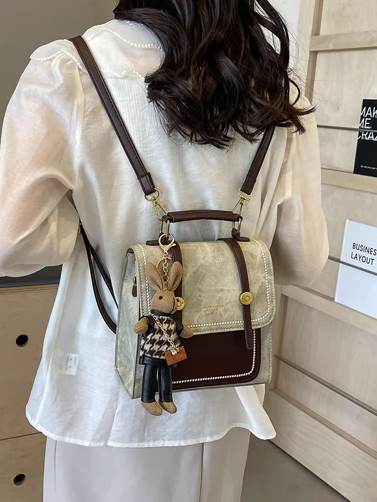 Ba lô denim nhỏ cao cấp ba trong một dành cho nữ thời trang mới 2025, đeo chéo, đi ngắn ngày