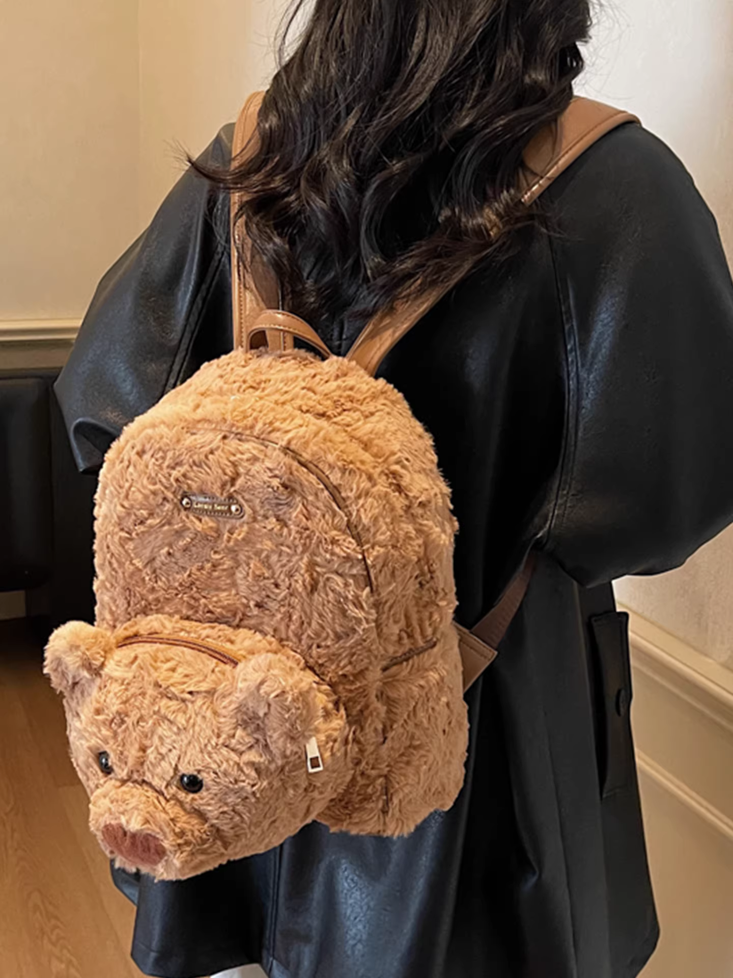 Ba lô nhồi bông dành cho nữ, sức chứa lớn, túi đi học thông thường dành cho học sinh, hoạt hình dễ thương, hợp thời trang, ba lô du lịch nhẹ