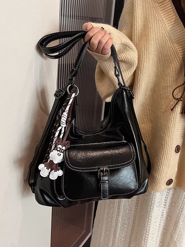 Túi tote đi làm phong cách retro dành cho nữ, dung tích lớn, mẫu mới xuân hè 2025, túi đeo vai/chéo đa năng, balo