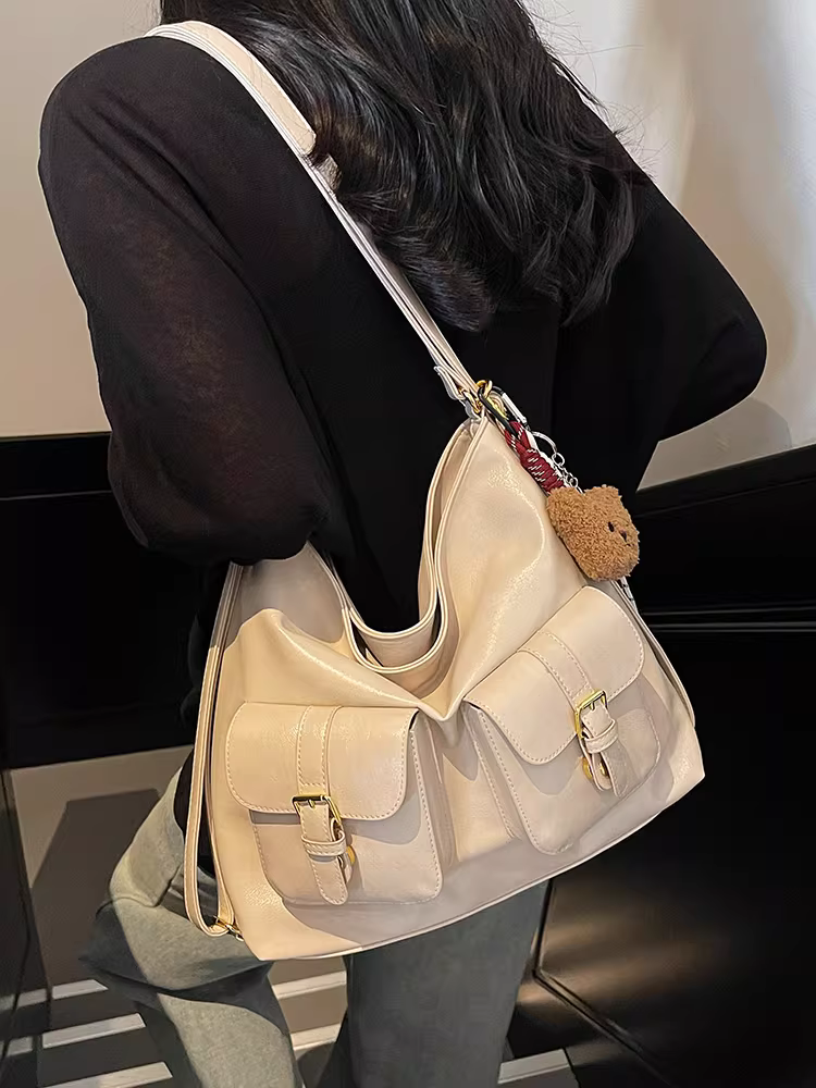 Túi tote đi làm cỡ lớn phong cách retro dành cho nữ, thời trang mới 2025, đa năng, đeo vai đơn/kép, có thể dùng làm balo