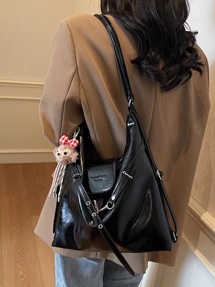 Túi tote đi làm cỡ lớn dành cho nữ 2025, thiết kế cá tính, phong cách giản dị, đeo vai, đeo chéo, ba kiểu đeo, có thể làm balo