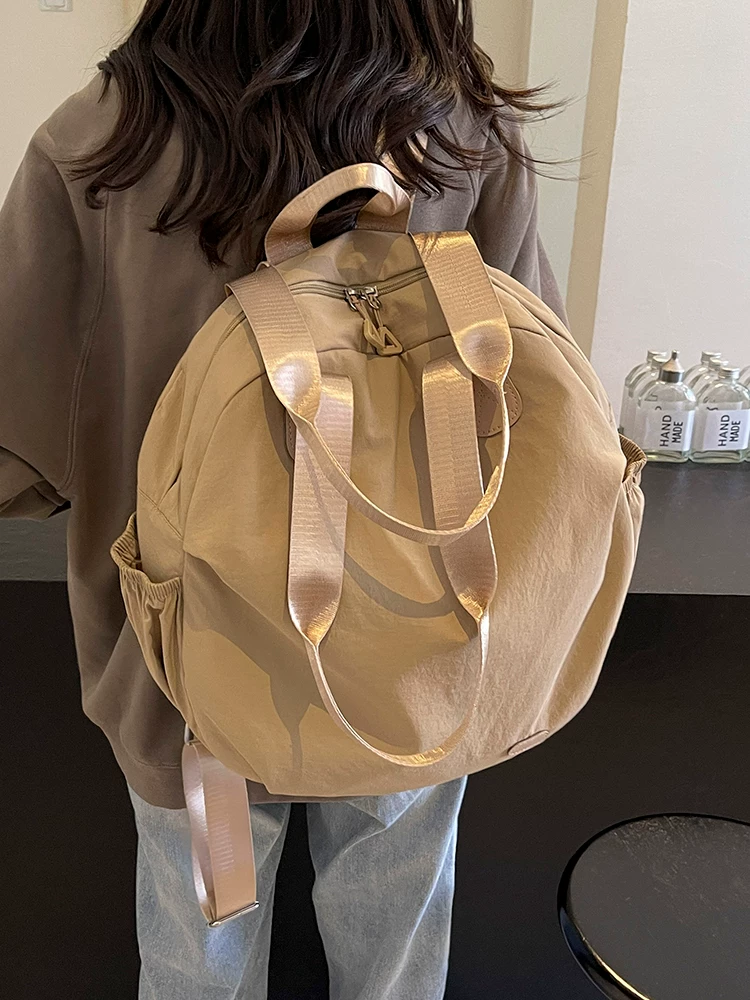 Ba lô vải canvas dành cho nữ, sức chứa lớn, túi xách thông thường, cặp đi học dành cho học sinh Hàn Quốc, ba lô du lịch nhẹ, hợp thời trang, cao cấp