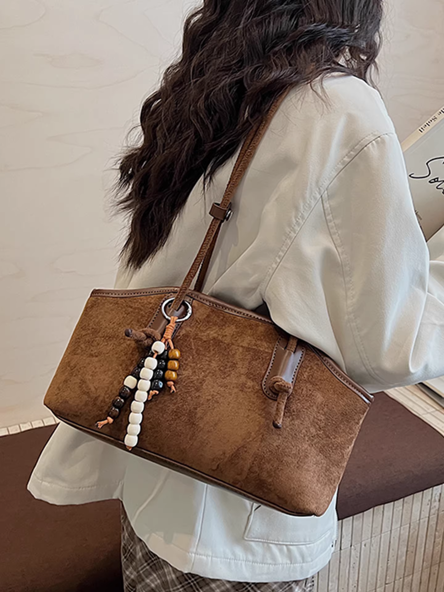 Túi da lộn nữ, dung tích lớn, mẫu mới thu đông 2025, túi đeo vai/nách thường ngày, chất liệu cao cấp mờ, túi đi làm